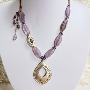 Silpada Sterling Silver Amethyst & Pearl Teardrop Necklace